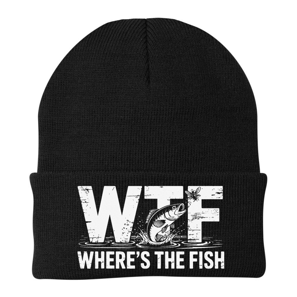 WTF Wheres The Fish Funny Fishing Humor Beanie