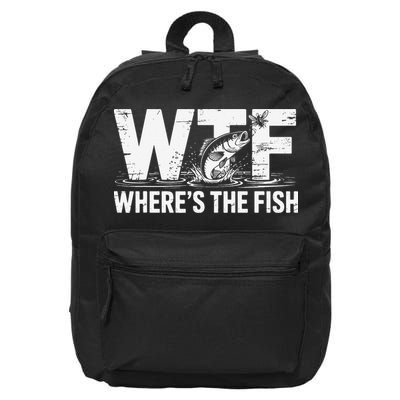 WTF Wheres The Fish Funny Fishing Humor 16 in Basic Backpack