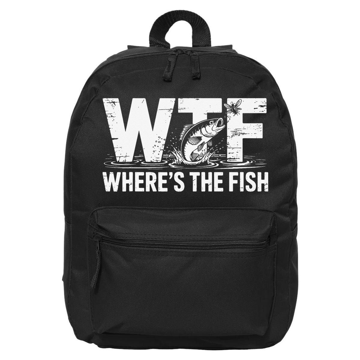 WTF Wheres The Fish Funny Fishing Humor 16 in Basic Backpack