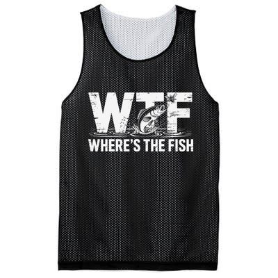 WTF Wheres The Fish Funny Fishing Humor Mesh Reversible Basketball Jersey Tank