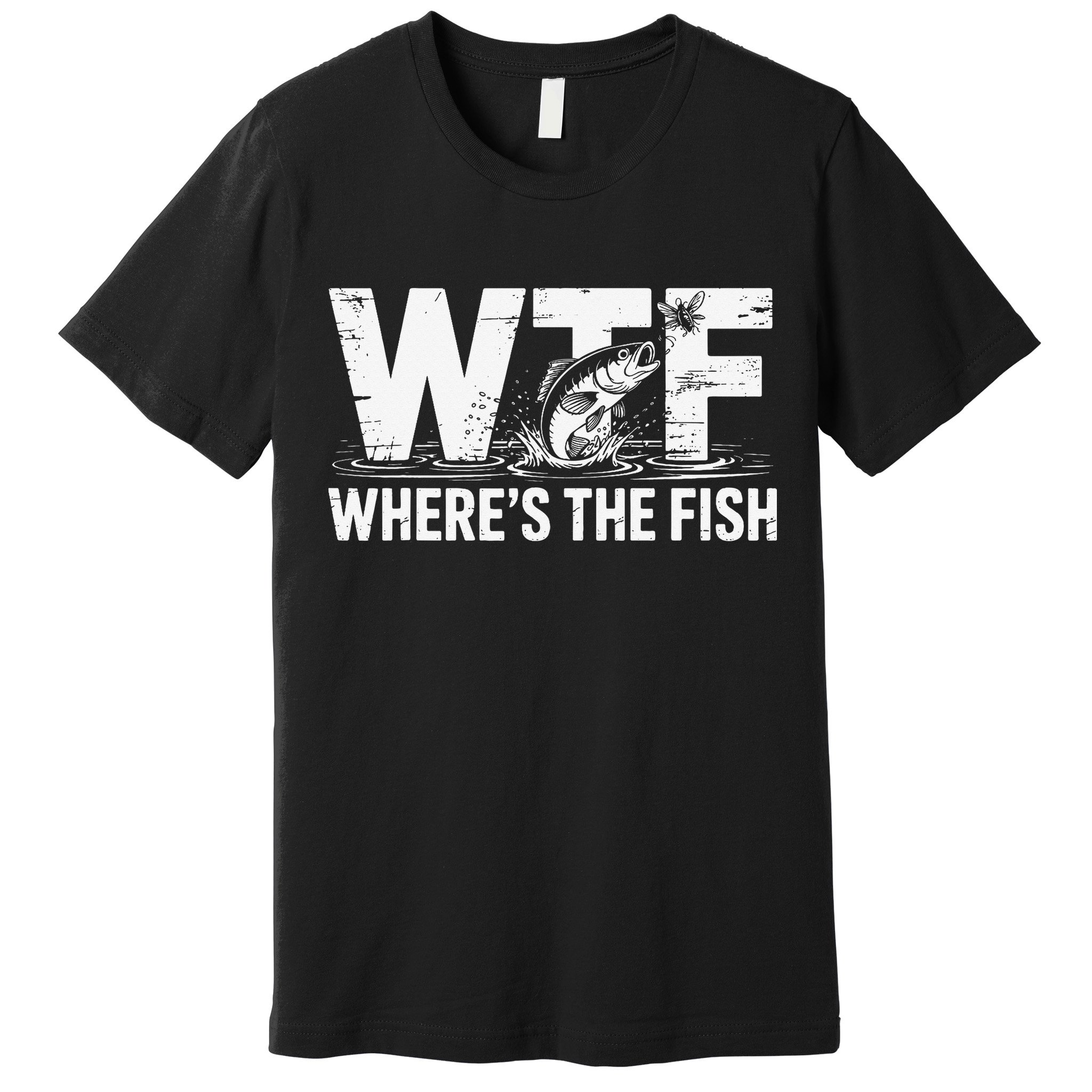 WTF Wheres The Fish Funny Fishing Humor Premium T-Shirt