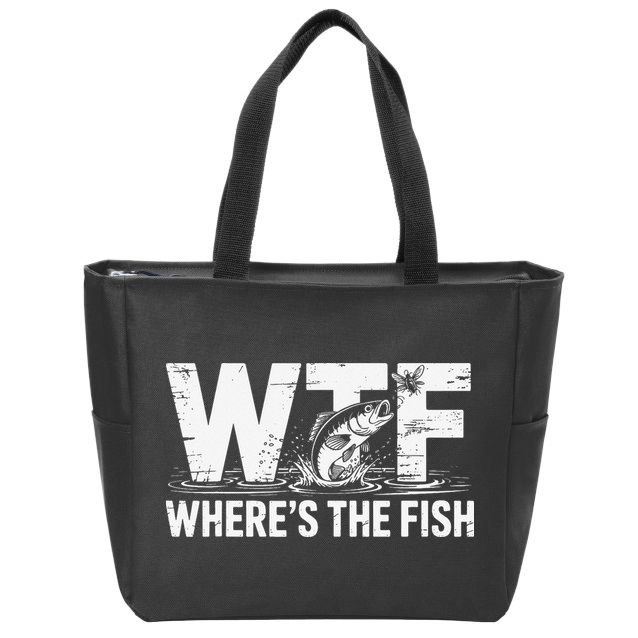 WTF Wheres The Fish Funny Fishing Humor Zip Tote Bag