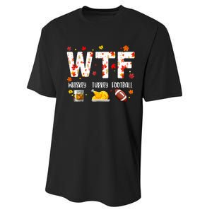 Wtf Whiskey Turkey Football Funny Thanksgiving Day Performance Sprint T-Shirt