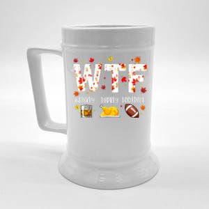 Wtf Whiskey Turkey Football Funny Thanksgiving Day Beer Stein