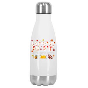 Wtf Whiskey Turkey Football Funny Thanksgiving Day Stainless Steel Insulated Water Bottle