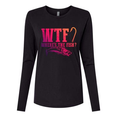 Wtf Wheres The Fish Fisher Gift Womens Cotton Relaxed Long Sleeve T-Shirt