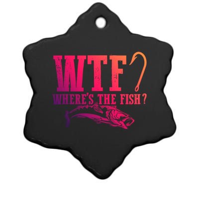 Wtf Wheres The Fish Fisher Gift Ceramic Star Ornament