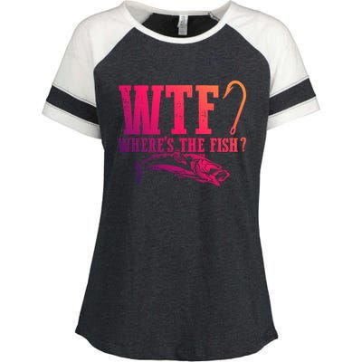 Wtf Wheres The Fish Fisher Gift Enza Ladies Jersey Colorblock Tee