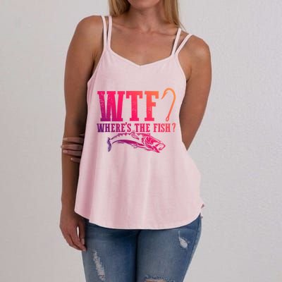 Wtf Wheres The Fish Fisher Gift Women's Strappy Tank