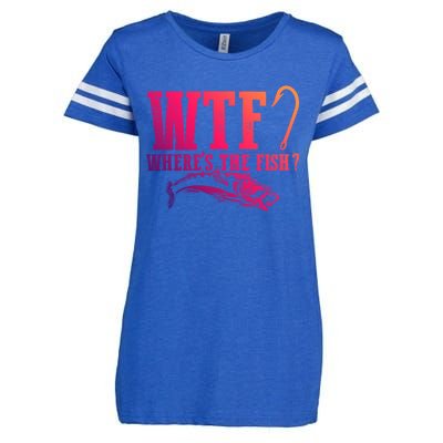 Wtf Wheres The Fish Fisher Gift Enza Ladies Jersey Football T-Shirt