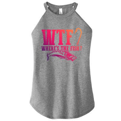 Wtf Wheres The Fish Fisher Gift Women’s Perfect Tri Rocker Tank