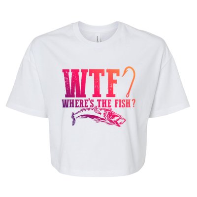 Wtf Wheres The Fish Fisher Gift Bella+Canvas Jersey Crop Tee