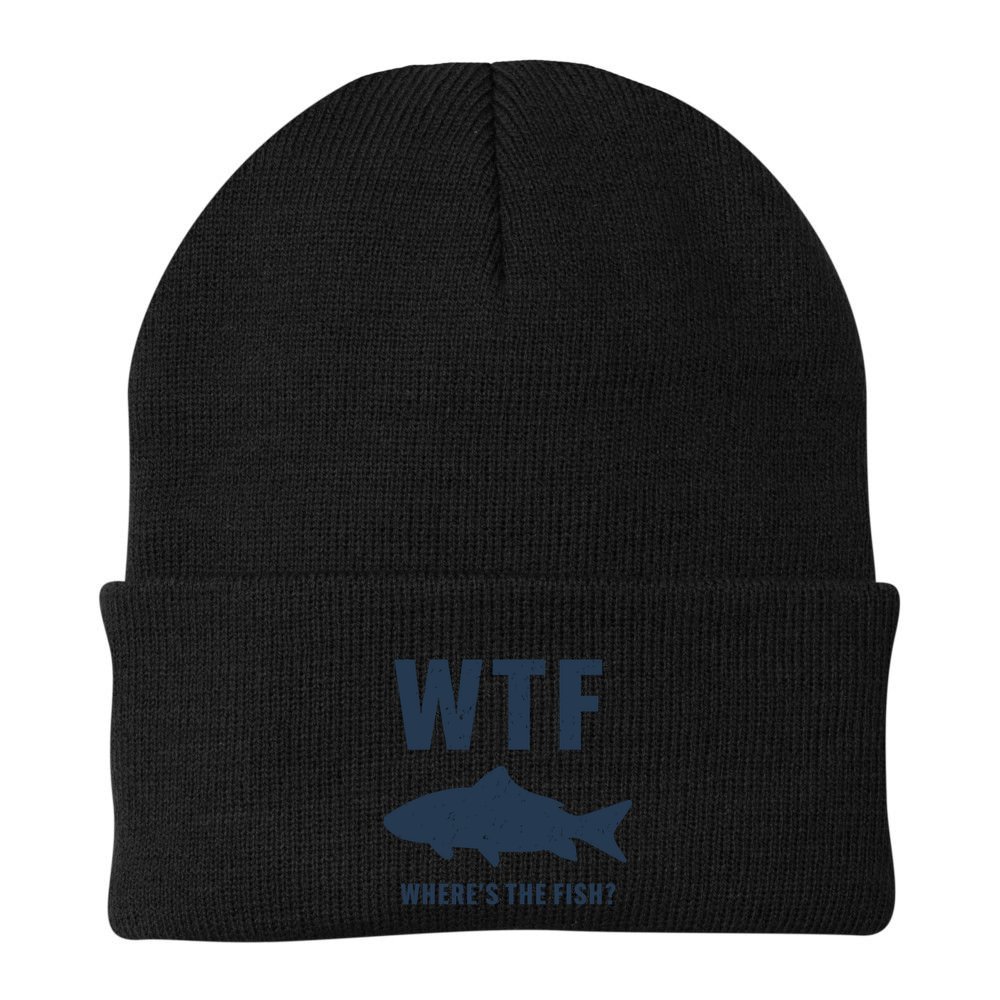 Wtf Wheres The Fish Funny Fishing Humor Meaningful Gift Beanie