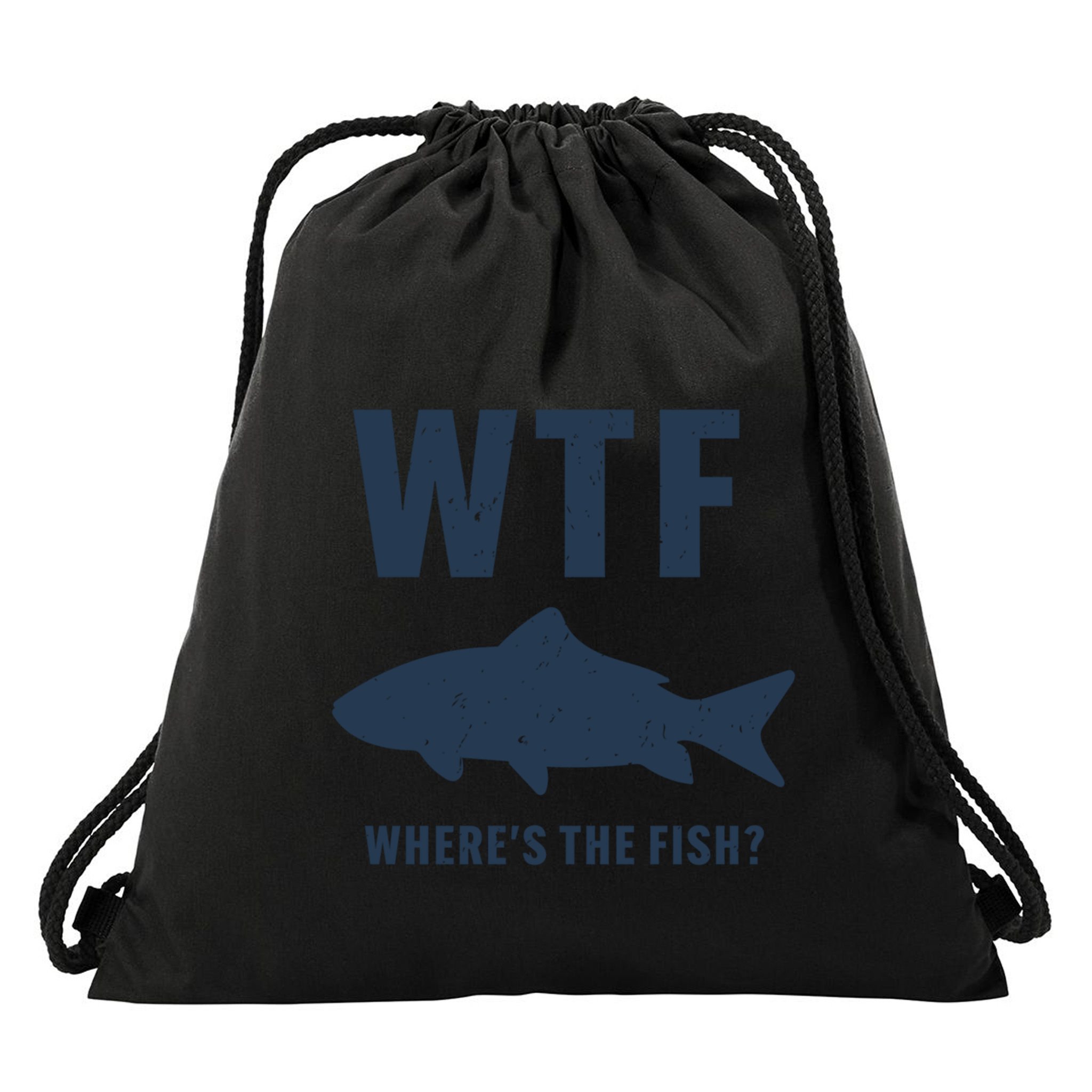 Wtf Wheres The Fish Funny Fishing Humor Meaningful Gift Drawstring Bag