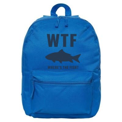 Wtf Wheres The Fish Funny Fishing Humor Meaningful Gift 16 in Basic Backpack