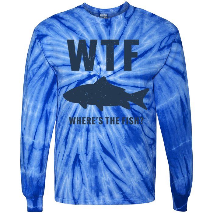 Wtf Wheres The Fish Funny Fishing Humor Meaningful Gift Tie-Dye Long Sleeve Shirt