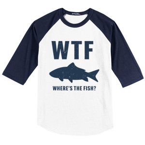 Wtf Wheres The Fish Funny Fishing Humor Meaningful Gift Baseball Sleeve Shirt