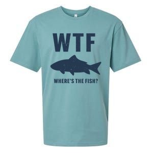 Wtf Wheres The Fish Funny Fishing Humor Meaningful Gift Sueded Cloud Jersey T-Shirt