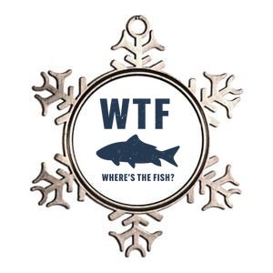 Wtf Wheres The Fish Funny Fishing Humor Meaningful Gift Metallic Star Ornament