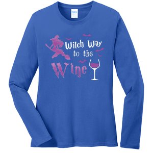 Witch Way To The Wine Halloween Witch S Ing Costume Cool Gift Ladies Long Sleeve Shirt