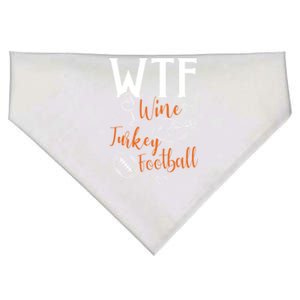 Wtf Wine Turkey Football Funny Thanksgiving Gift USA-Made Doggie Bandana