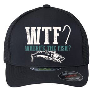 Wtf Wheres The Fish Fisher Gift Flexfit Unipanel Trucker Cap