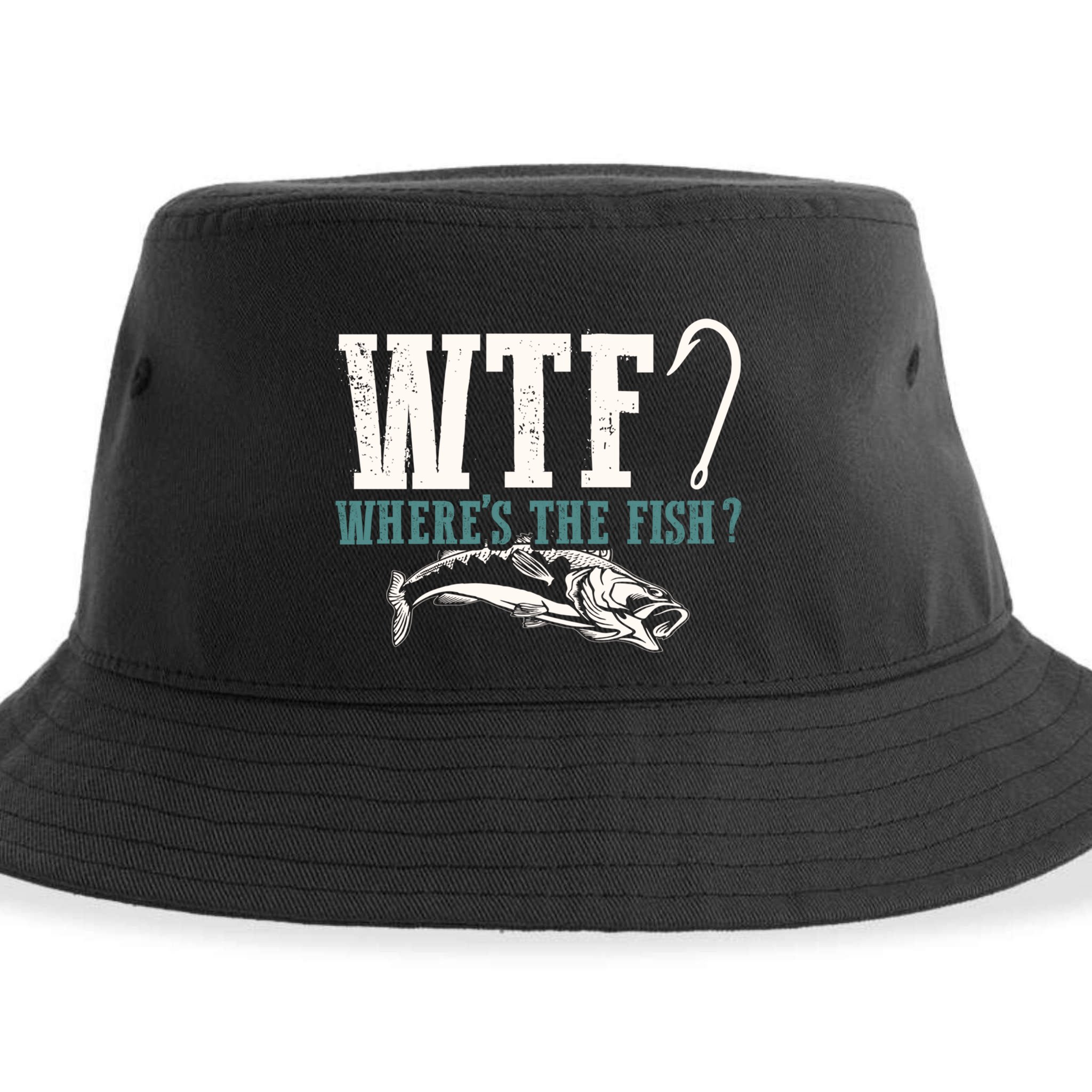 Wtf Wheres The Fish Fisher Gift Sustainable Bucket Hat