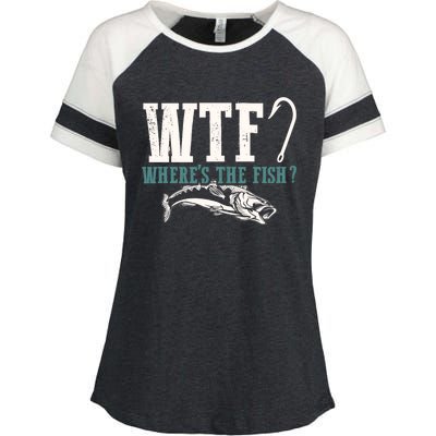 Wtf Wheres The Fish Fisher Gift Enza Ladies Jersey Colorblock Tee