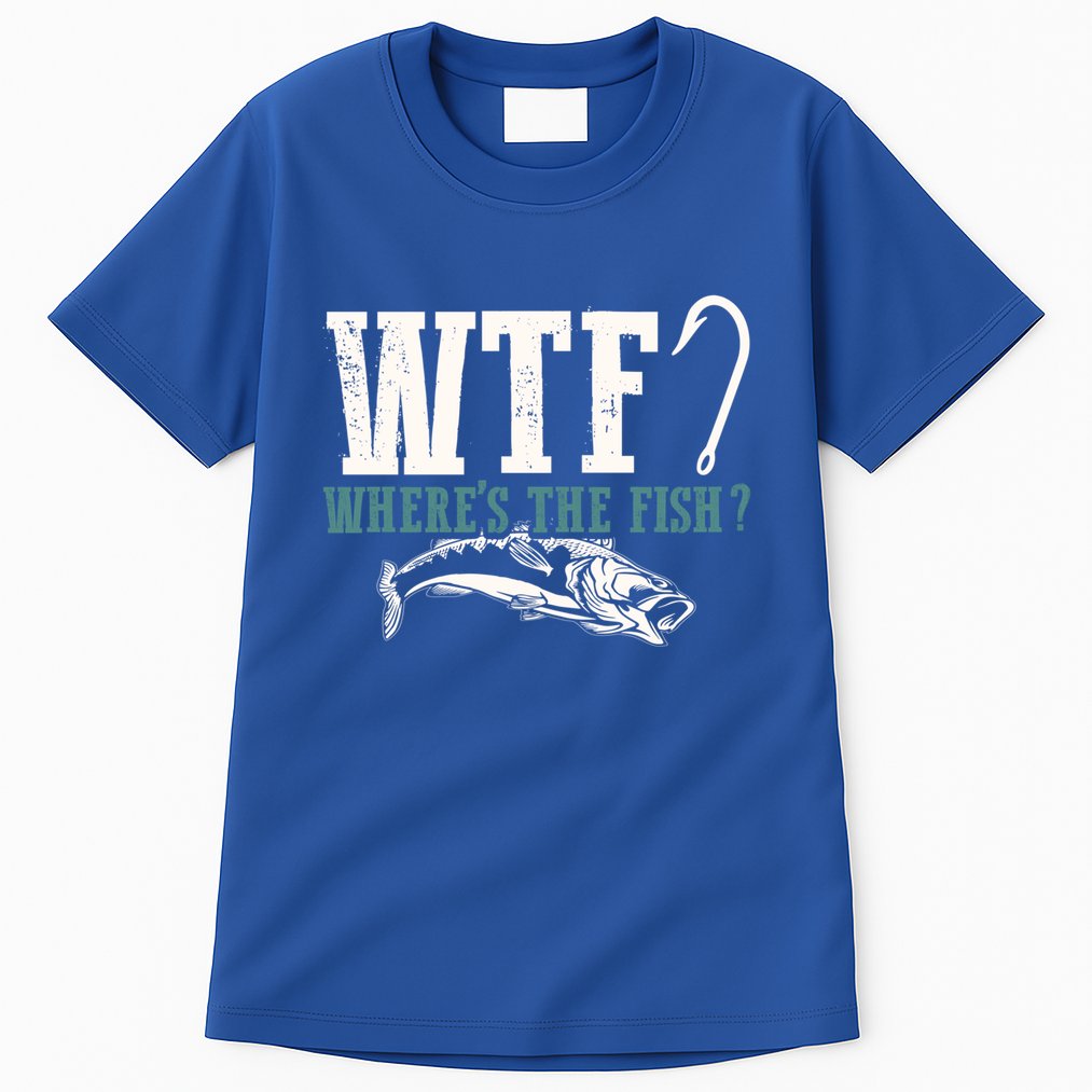 Wtf Wheres The Fish Fisher Gift Tall T-Shirt