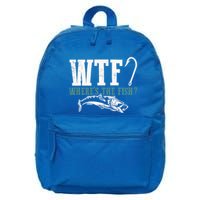 Wtf Wheres The Fish Fisher Gift 16 in Basic Backpack