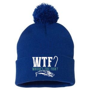 Wtf Wheres The Fish Fisher Gift Pom Pom 12in Knit Beanie