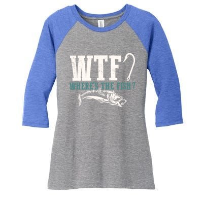 Wtf Wheres The Fish Fisher Gift Women's Tri-Blend 3/4-Sleeve Raglan Shirt