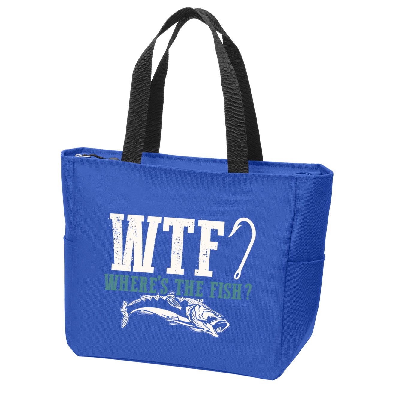 Wtf Wheres The Fish Fisher Gift Zip Tote Bag