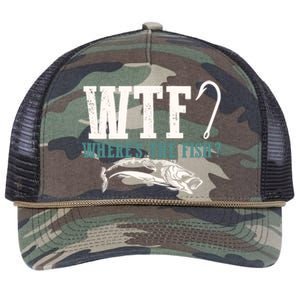 Wtf Wheres The Fish Fisher Gift Retro Rope Trucker Hat Cap