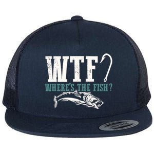 Wtf Wheres The Fish Fisher Gift Flat Bill Trucker Hat