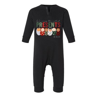 We Wrap The Cutest Presents Lactation Christmas Holiday Infant Fleece One Piece