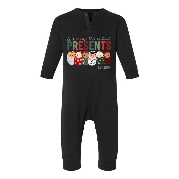 We Wrap The Cutest Presents Lactation Christmas Holiday Infant Fleece One Piece