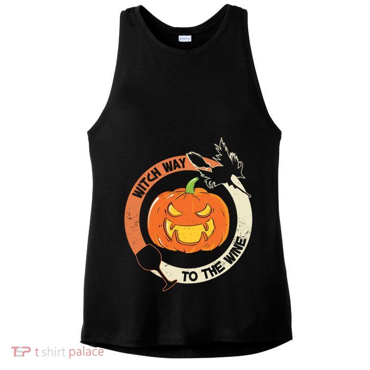 Witch Way To The Wine Halloween Gift Funny Pumpkin Gift Ladies PosiCharge Tri-Blend Wicking Tank
