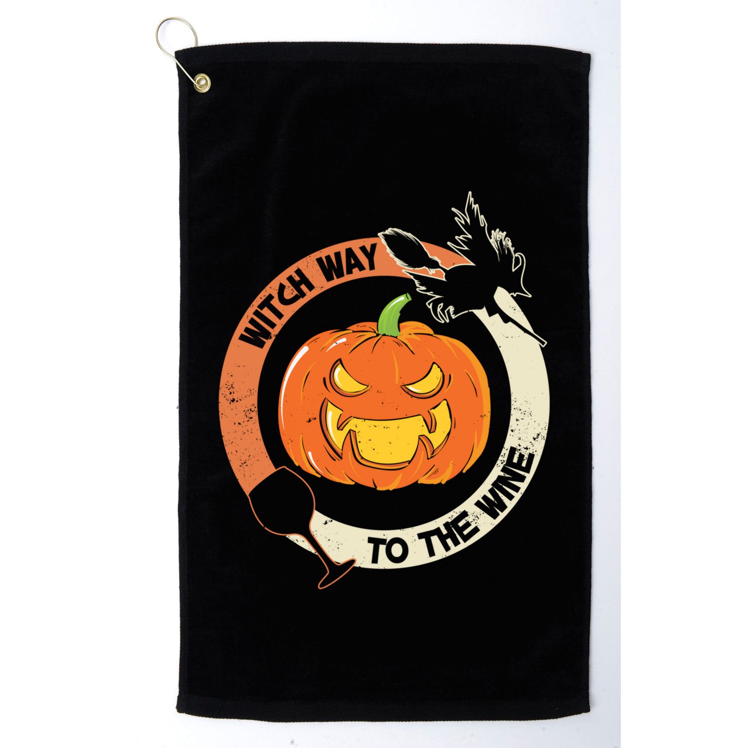 Witch Way To The Wine Halloween Gift Funny Pumpkin Gift Golf Towel