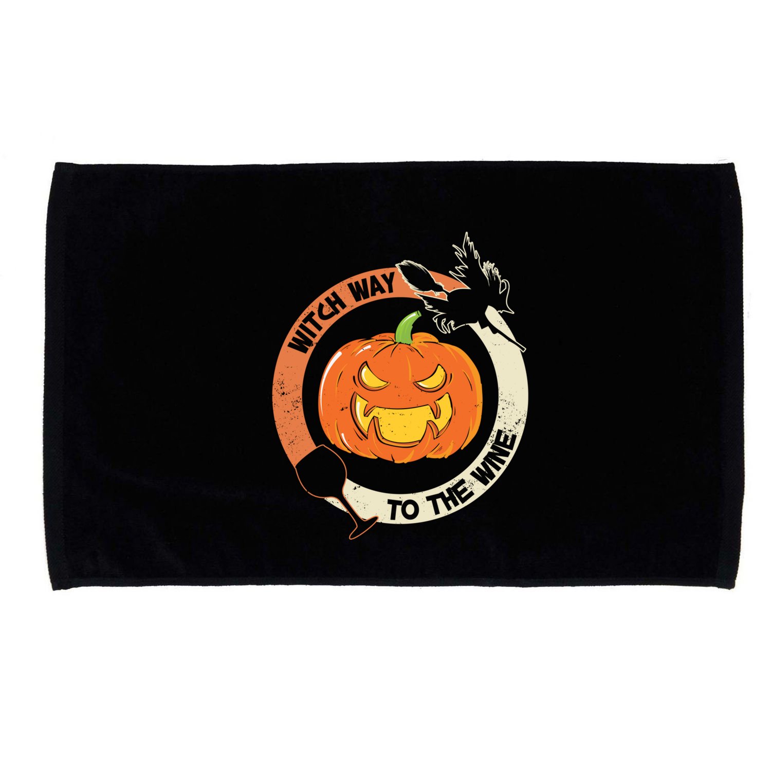Witch Way To The Wine Halloween Gift Funny Pumpkin Gift Microfiber Hand Towel
