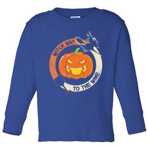 Witch Way To The Wine Halloween Gift Funny Pumpkin Gift Toddler Long Sleeve Shirt