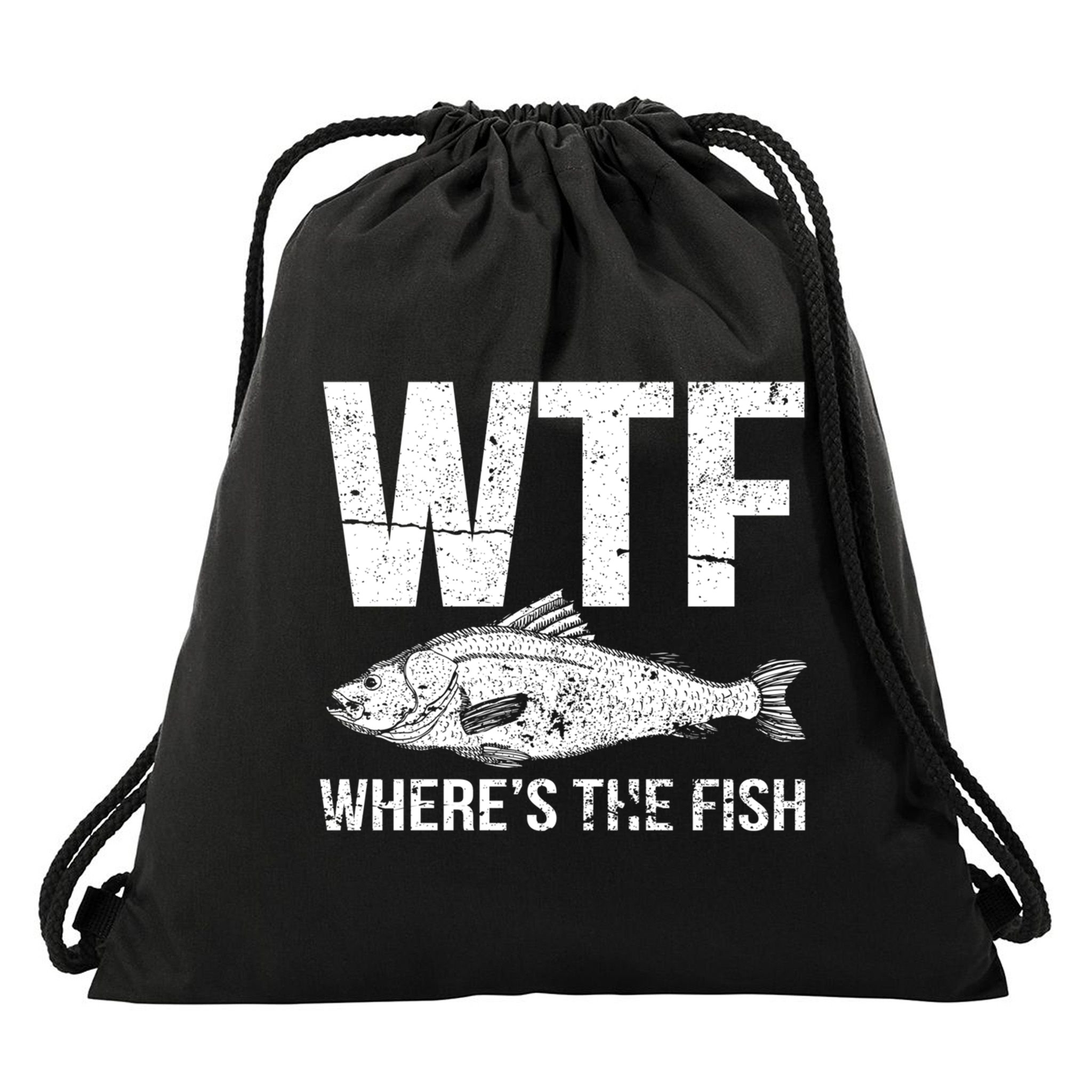 Wtf Wheres The Fish Funny Gift Drawstring Bag