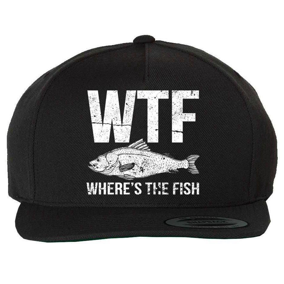 Wtf Wheres The Fish Funny Gift Wool Snapback Cap