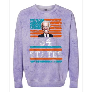 We Went To 54 States, Funny President Biden Gaff Colorblast Crewneck Sweatshirt