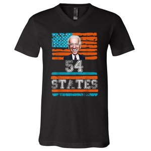 We Went To 54 States, Funny President Biden Gaff V-Neck T-Shirt