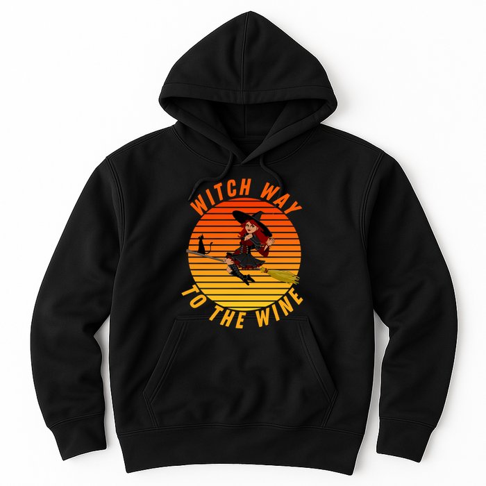 Witch Way To The Wine Halloween Drinking For Wiccan Witches Funny Witch & Wine Hoodie