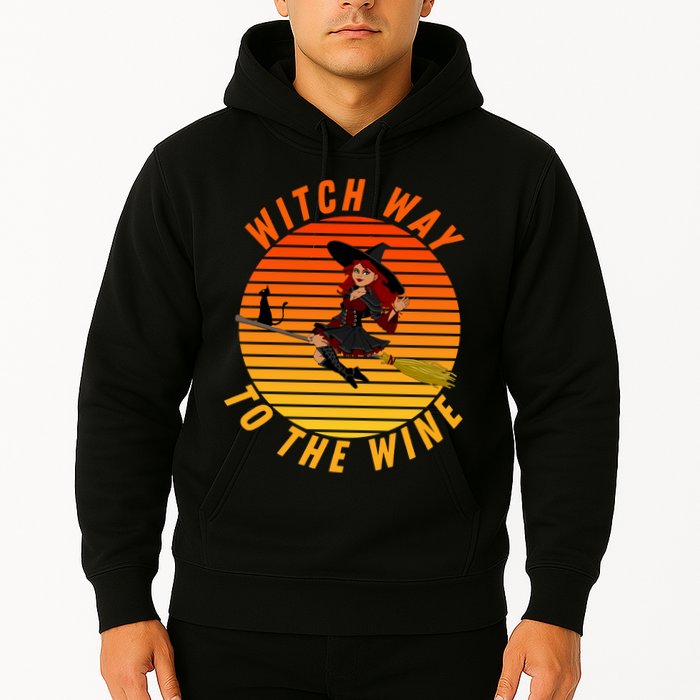Witch Way To The Wine Halloween Drinking For Wiccan Witches Funny Witch & Wine Hoodie