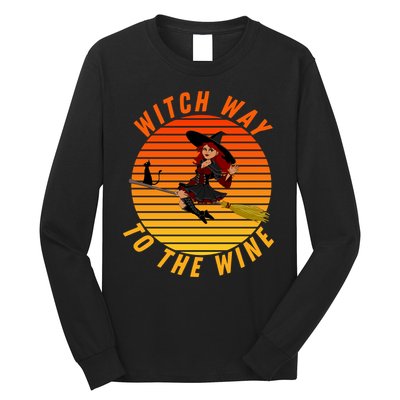 Witch Way To The Wine Halloween Drinking For Wiccan Witches Funny Witch & Wine Long Sleeve Shirt