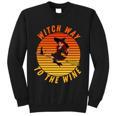 Witch Way To The Wine Halloween Drinking For Wiccan Witches Funny Witch & Wine Sweatshirt