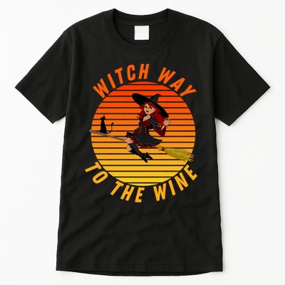 Witch Way To The Wine Halloween Drinking For Wiccan Witches Funny Witch & Wine Tall T-Shirt
